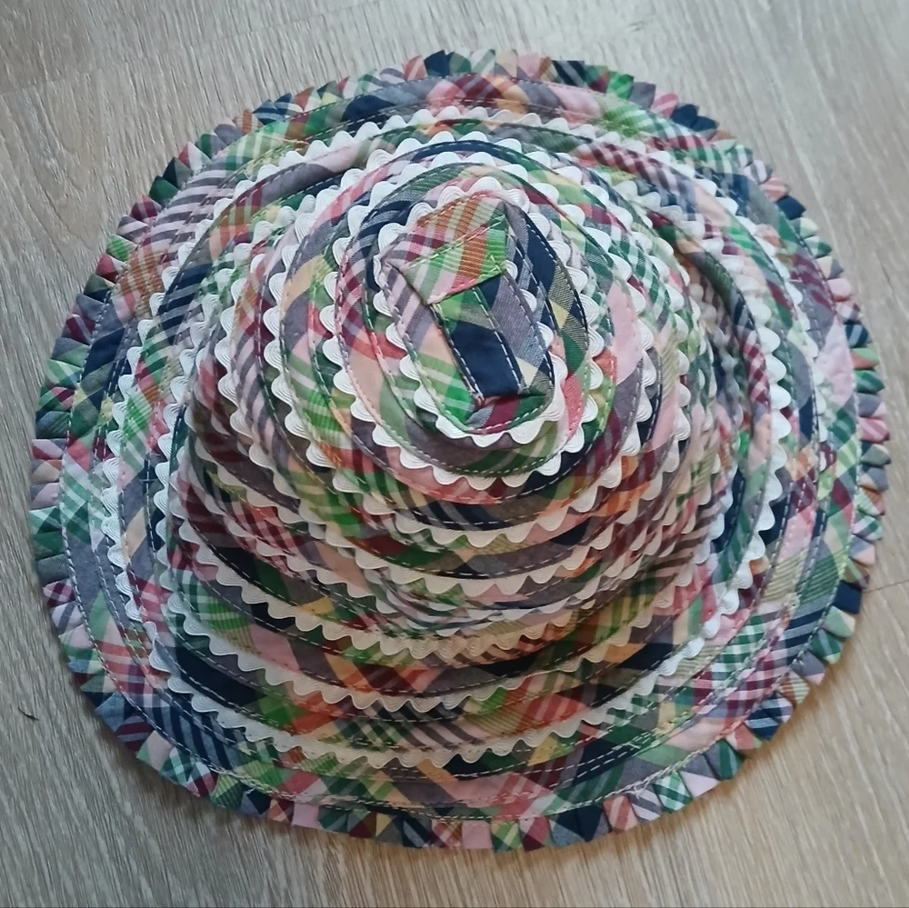 Kids Ralph Lauren Bucket Hat Bonnet with Chin Tie Patchwork Cottage Core Preppy